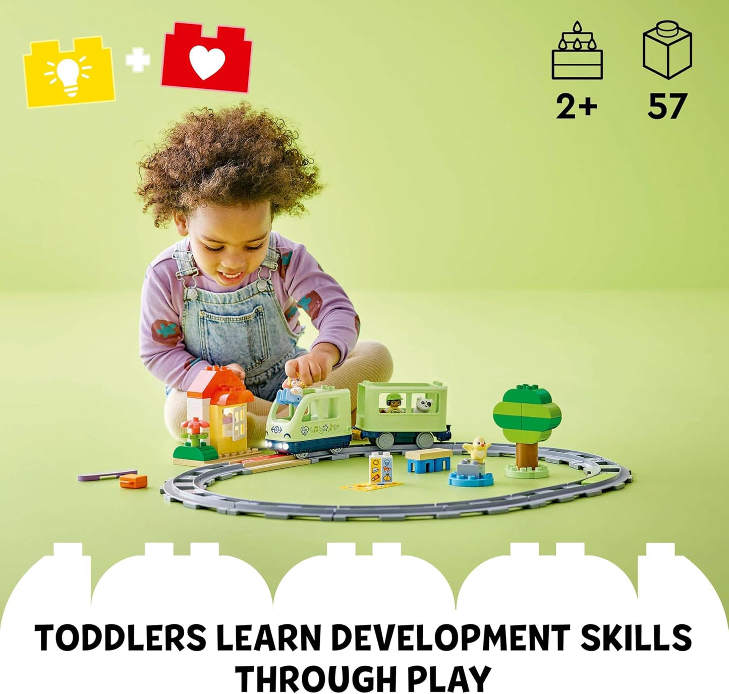 LEGO DUPLO, Conjunto de trem de aventura interativo brinquedo montessori criativo para meninos e meninas de 2 anos ou mais, conjunto de aprendizagem para crianças com luzes e sons inspira dramatização