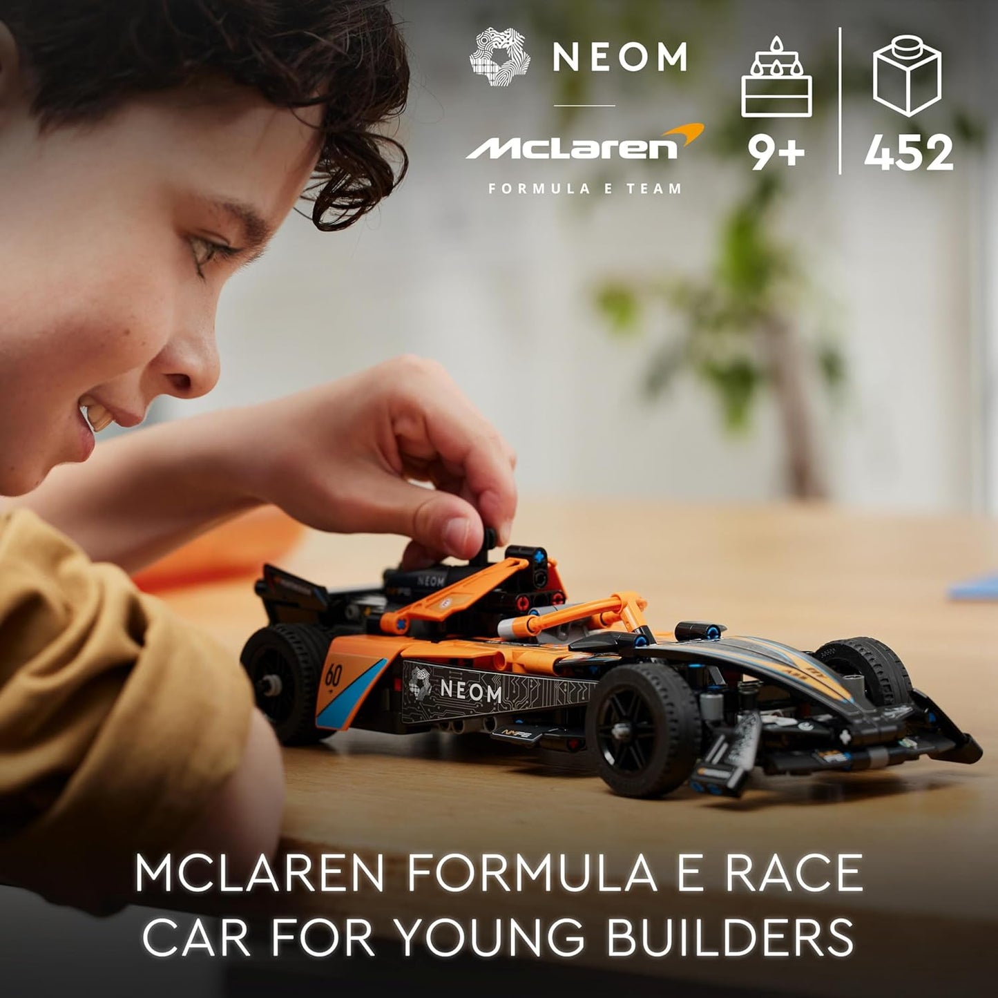 LEGO Brinquedo de carro de corrida Technic NEOM McLaren Formula E para crianças de 9 anos ou mais, meninos e meninas, conjunto de construção de veículo modelo retrátil, decoração de quarto infantil, ideia de presente de aniversário 42169
