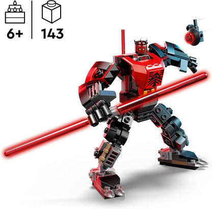 LEGO Star Wars: The Clone Wars Darth Maul, brinquedo de construção robô para meninos, meninas, fãs e amantes da fantasia a partir de 6 anos, ideia de presente para crianças, inclui um grande sabre de luz vermelho de lâmina dupla 75411
