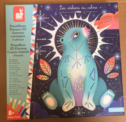 Janod - Conjunto de 8 pranchas de pintura em relevo com efeitos 3D - Cores pontilhadas e 5 DIY - Les Ateliers Du Calme - Kit de lazer criativo infantil - A partir de 8 anos - J09168