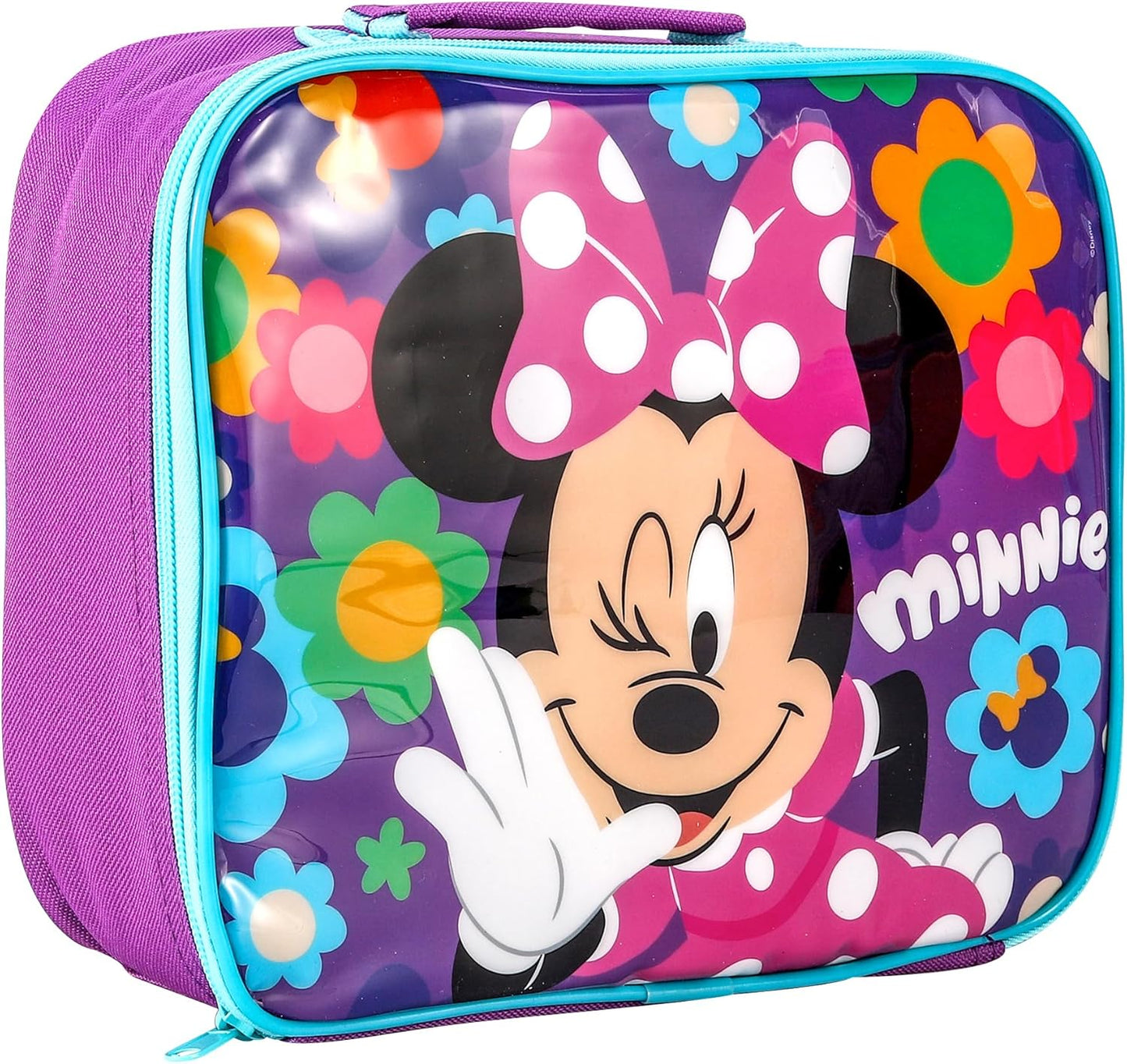 Disney Bolsa retangular isolada para lancheira Minnie Mouse para meninos e meninas, tamanho perfeito para embalar lanches quentes ou frios para escola e viagens, sem BPA