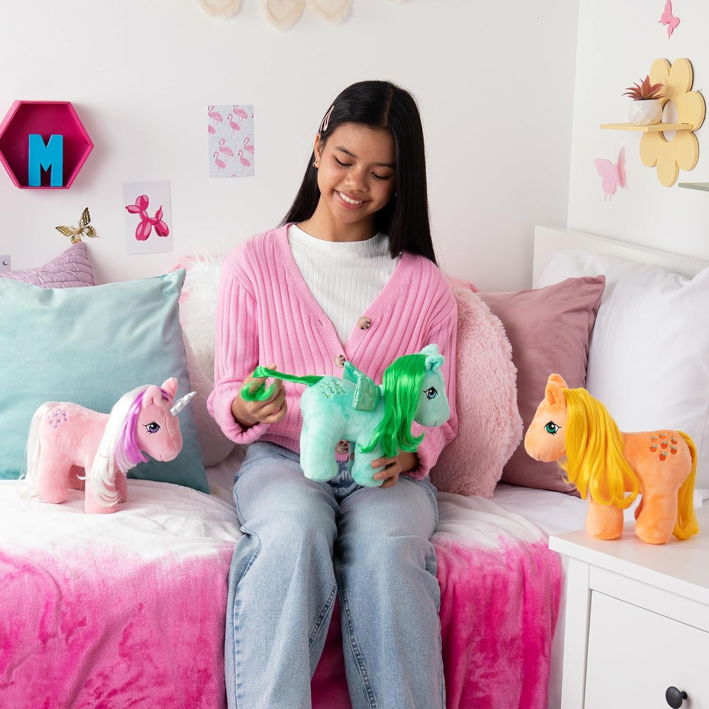 Meu pequeno pônei | Pelúcia Applejack | Presentes de cavalo retrô para meninas e meninos, brinquedos colecionáveis de cavalo vintage para crianças, brinquedos de unicórnio para meninos e meninas de 3 anos ou mais