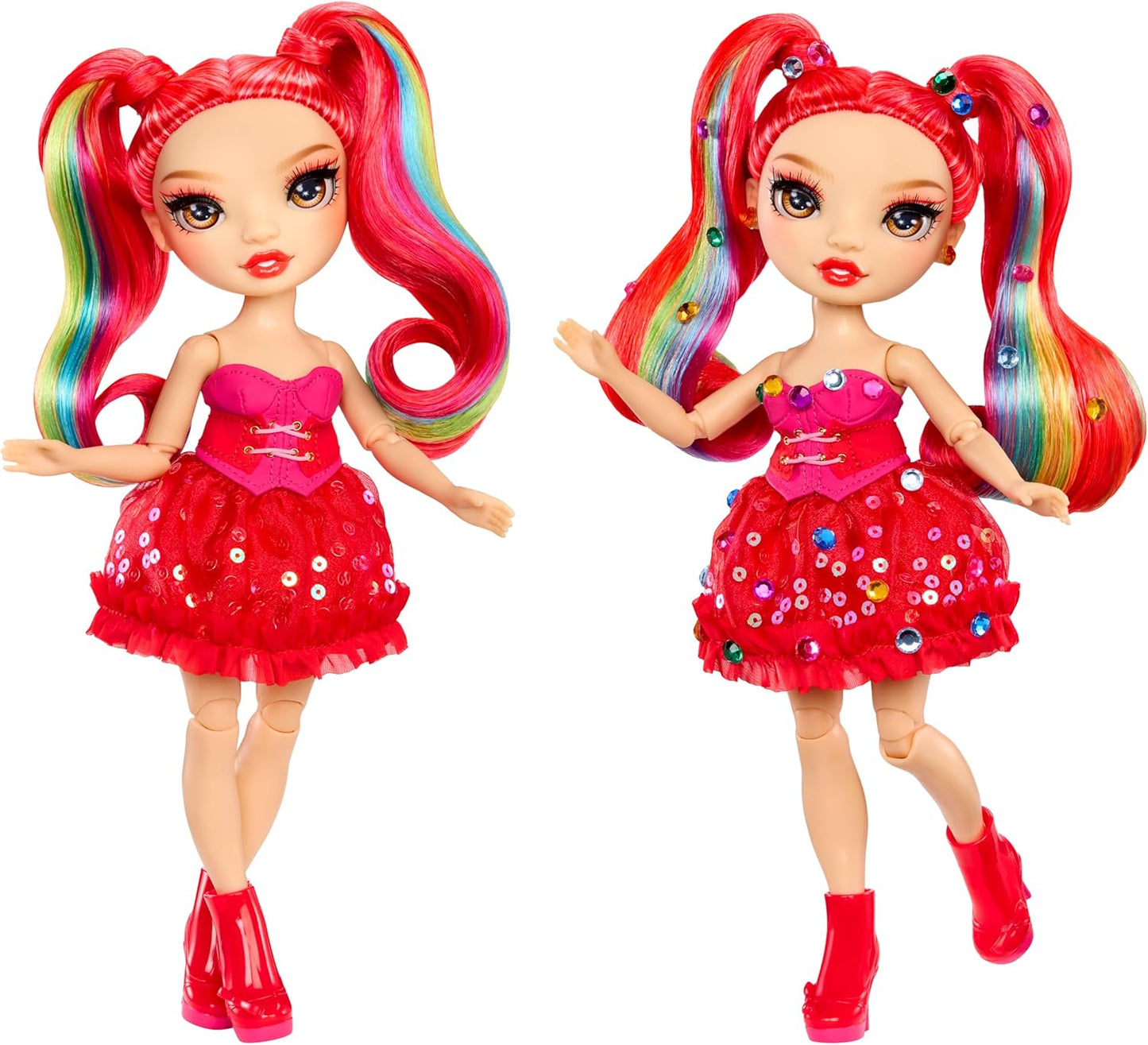 Rainbow High Be Dazzling - Vivienne Rouge - Boneca Fashion Vermelha de 28cm com Ferramenta para Aplicar Glitter, Pedras Brilhantes e Acessórios de Estilo