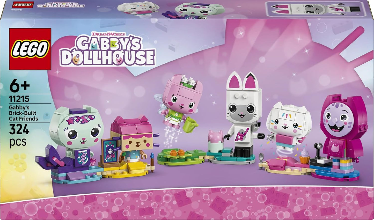 LEGO Casa de Bonecas da Gabby e Amigos Felinos da Gabby - Brinquedo Criativo com 6 Figuras de Animais, incluindo Sereia Gata e Gatinha Fada, além de Suportes de Exibição - Presente para Meninas a partir de 6 Anos e Fãs da Série de TV - 11215