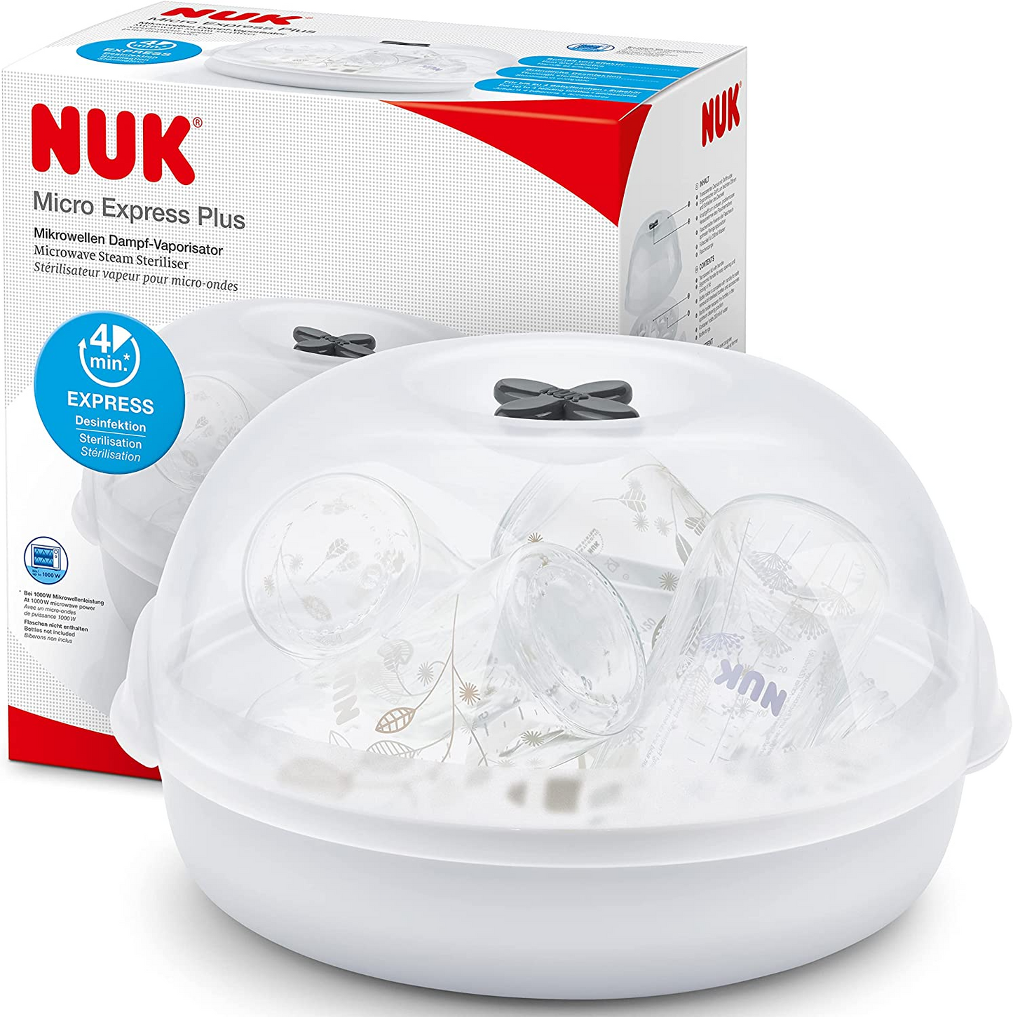 NUK Micro Express Plus Esterilizador de mamadeiras a vapor para micro-ondas