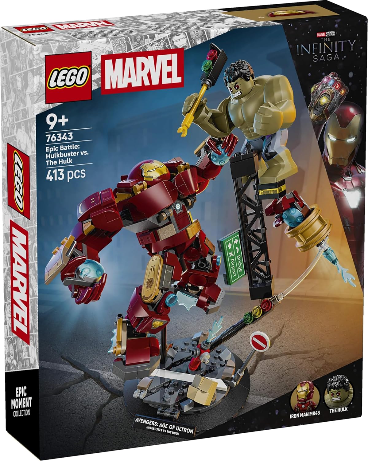 LEGO | Batalha Épica da Marvel: Hulkbuster vs. Hulk - Brinquedo de Super-Herói com 2 Figuras de Ação e Minifigura do Homem de Ferro - Presente dos Vingadores para Meninos e Fãs a partir de 9 Anos - 76343
