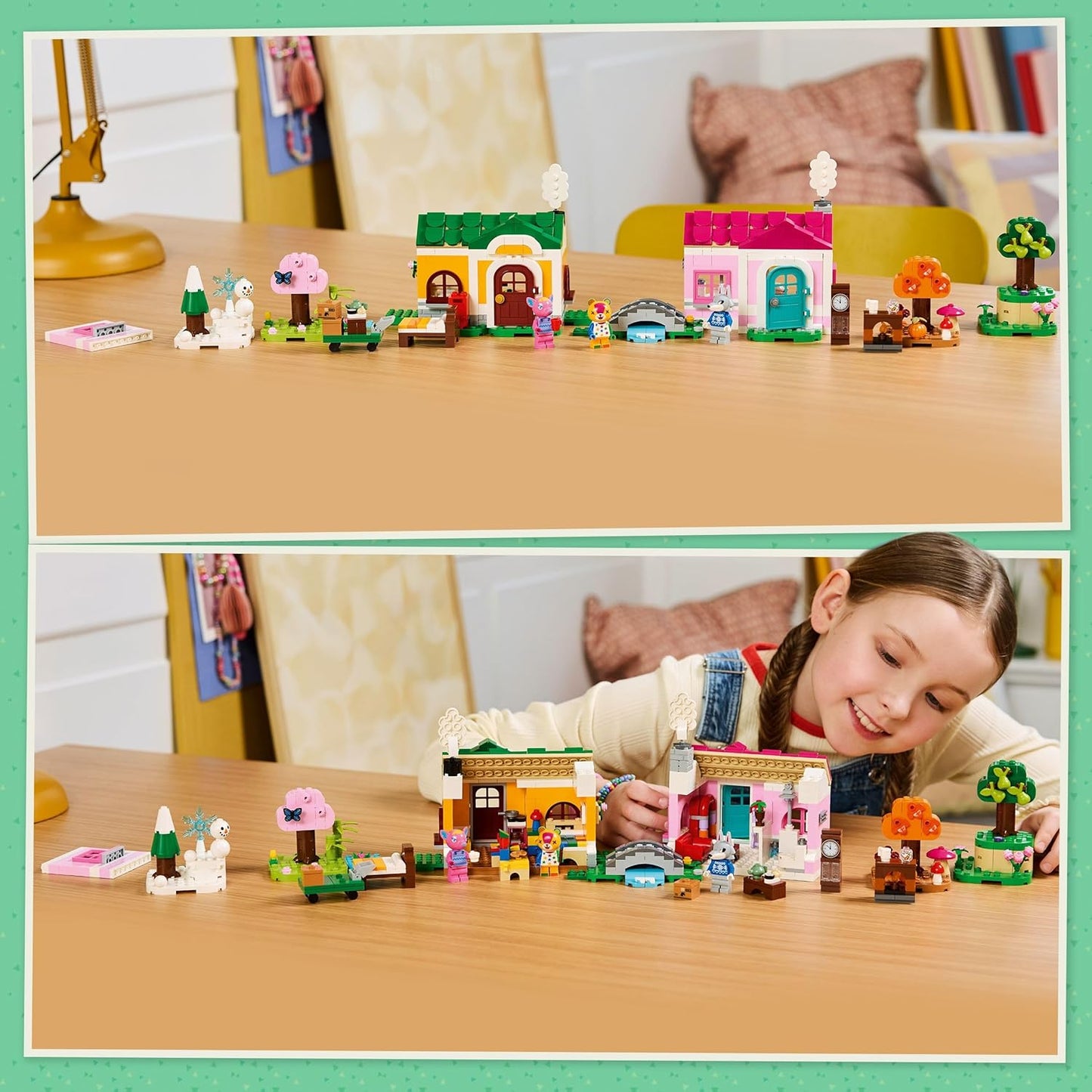 LEGO Animal Crossing Casas Criativas: Estações da Diversão - Brinquedo 2 em 1 com 2 modelos de casas e minifiguras do Stitches, Fuchsia e Fang - Presente para fãs e meninas a partir de 7 anos - 77057