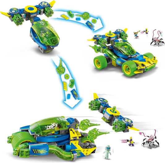 LEGO DREAMZzz 2 em 1 Mateo e o carro de corrida de ação Z-Blob para brinquedo de moto, conjunto de veículos para meninos e meninas com mais de 8 anos, inclui z-Blob, uma figura de aranha e 2 minifiguras