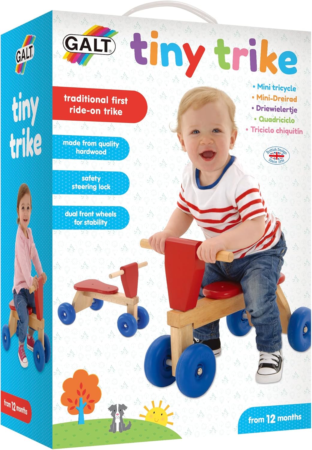 Galt Toys, Triciclo Pequeno, Triciclo de Madeira para Bebês, Idades 1 Ano ou Mais