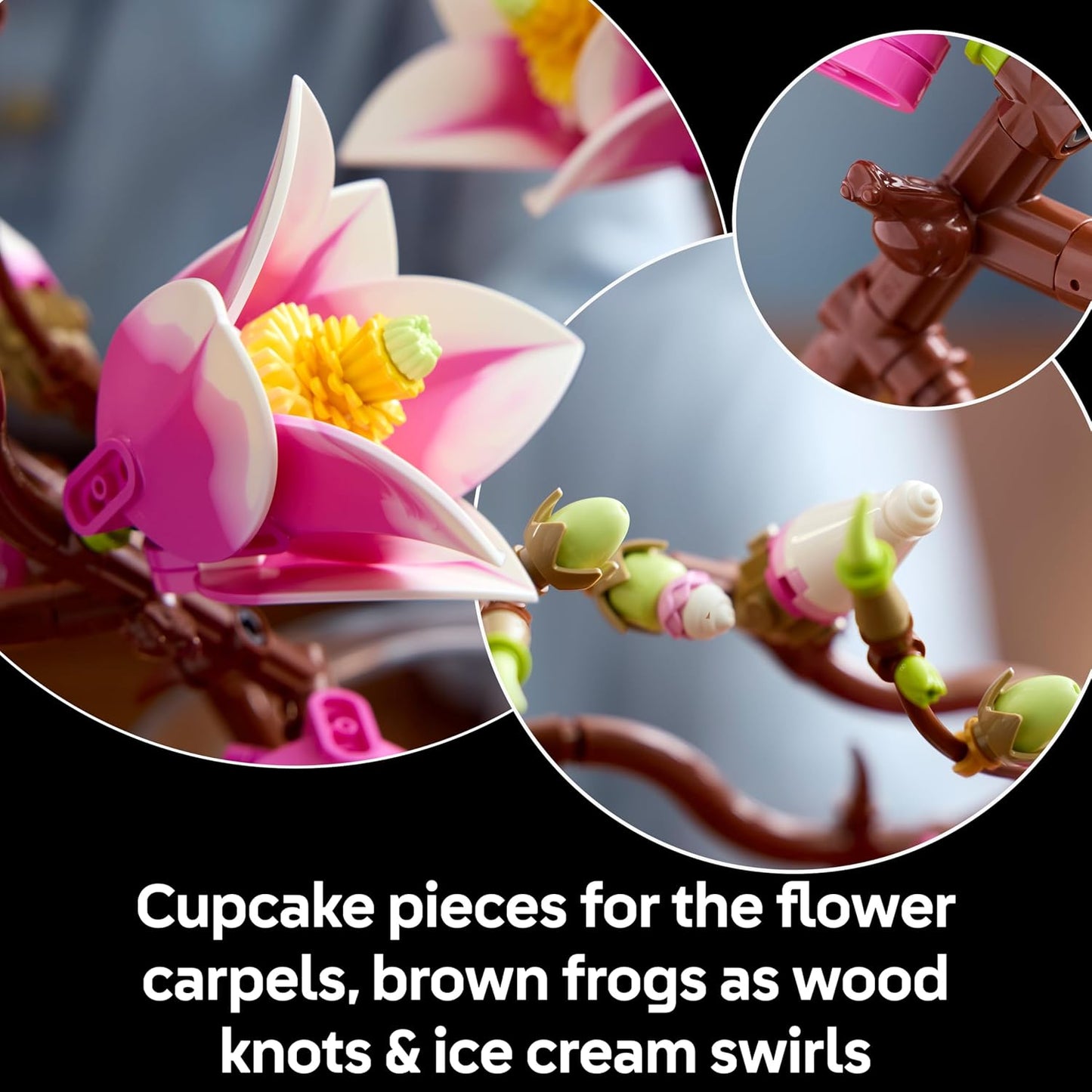 LEGO Botanicals Galhos de Magnólia - Conjunto de Flores Artificiais para Adultos - 5 Magnólias Artificiais para Decoração de Sala de Estar ou Quarto - Ideia de Presente DIY para Mulheres - 11510