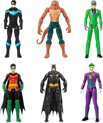DC Comics, pacote de 6 Batman | Batman, Robin, Asa Noturna, O Coringa, O Charada, Copperhead | Bonecos de ação de 30 cm, brinquedos infantis para meninos e meninas de 3 anos ou mais