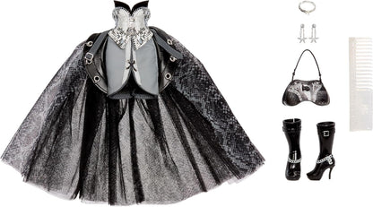 Boneca Fashion Rainbow High Shadow High Fashion - Heather Grayson - Cabelo Preto e Branco, 28 cm, com Roupas de Grife, Ideal para Colecionadores e Crianças de 6 a 12 Anos.