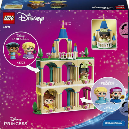 LEGO|Disney Princesas Mini Bela e Tiana com Castelo - Inclui 2 Miniaturas com Acessórios - Vitrine para Montar - Presente Colecionável para Meninas e Fãs a partir de 5 Anos - 43291