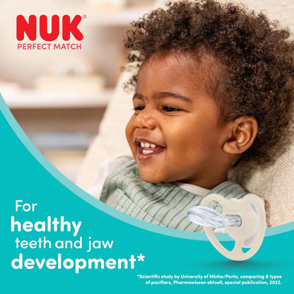 NUK Kit de Mamadeiras e Chupeta Perfect Match para Recém-Nascidos | 0-6 Meses | 3 Mamadeiras Anticólicas (150 ml, 260 ml), 1 Chupeta Perfect Match Air | Disney Mickey Mouse | Kit com 4 Itens