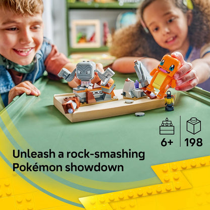 LEGO Pokémon SMART Play: Confronto na Caverna de Charmander e Geodude – Conjunto de Brinquedo Interativo Compatível, Inclui 2 Etiquetas SMART e 2 Pokémon – Ideia de Presente para Meninos e Meninas a partir de 6 Anos – 72157