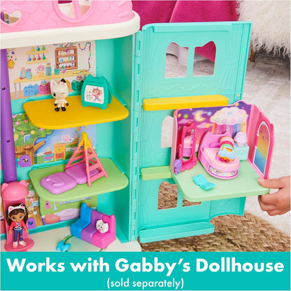 Casa de bonecas da Gabby, quarto "Doces Sonhos" com travesseiro em forma de gato e 3 acessórios, 3 móveis e 2 entregas. Brinquedo infantil para crianças a partir de 3 anos.