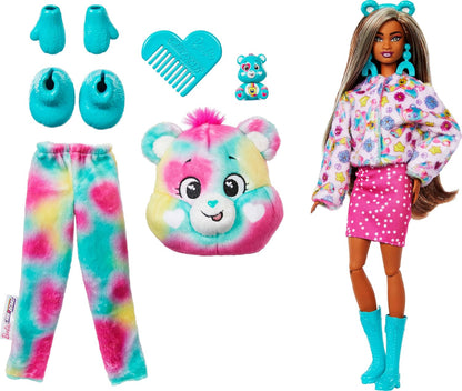 Barbie Cutie Reveal Ursinhos Carinhosos com Boneca e Acessórios, Série 2 Ursinho Boas Vibrações com 10 Surpresas, Incluindo Mudança de Cor e Mini Ursinho, JFV62