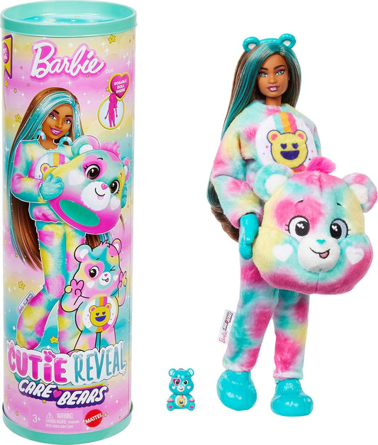 Barbie Cutie Reveal Ursinhos Carinhosos com Boneca e Acessórios, Série 2 Ursinho Boas Vibrações com 10 Surpresas, Incluindo Mudança de Cor e Mini Ursinho, JFV62