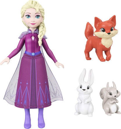 Mattel Conjunto de Brinquedo e Mini Boneca Disney Frozen Elsa e Animais de Inverno | 10 Áreas de Brincadeira, 3 Figuras de Animais e 8 Acessórios, Linha Storytime Stackers, Inspirado nos Animais de Arendelle de Disney Frozen, JFG28