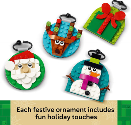 LEGO Conjunto de Enfeites de Natal - Brinquedo de Construção com 4 Decorações para Pendurar, incluindo Papai Noel, um Boneco de Neve e uma Rena - Diversão em Família - Presente para Crianças a partir de 6 Anos - 40744