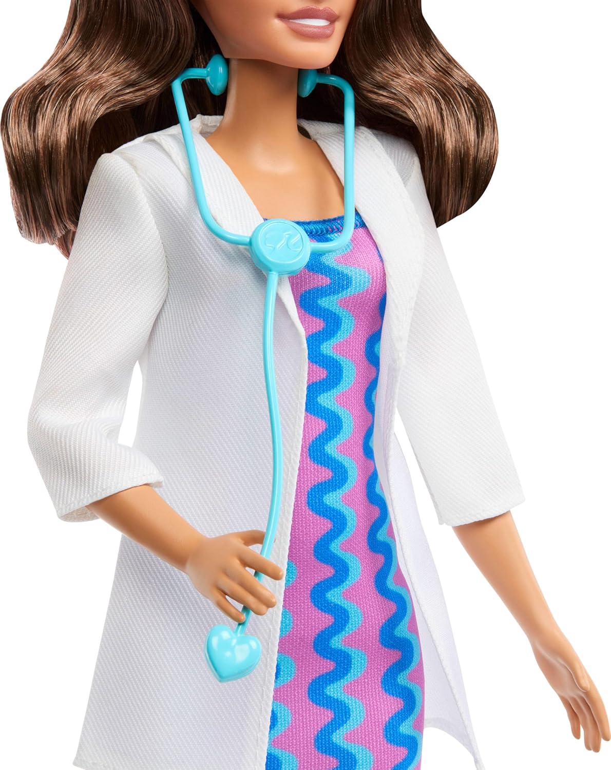 Barbie Profissões Médicas - Boneca Fashion com Roupa Removível: Jaleco Branco, Vestido e Sapatos, Além de Estetoscópio como Acessório, JKF76