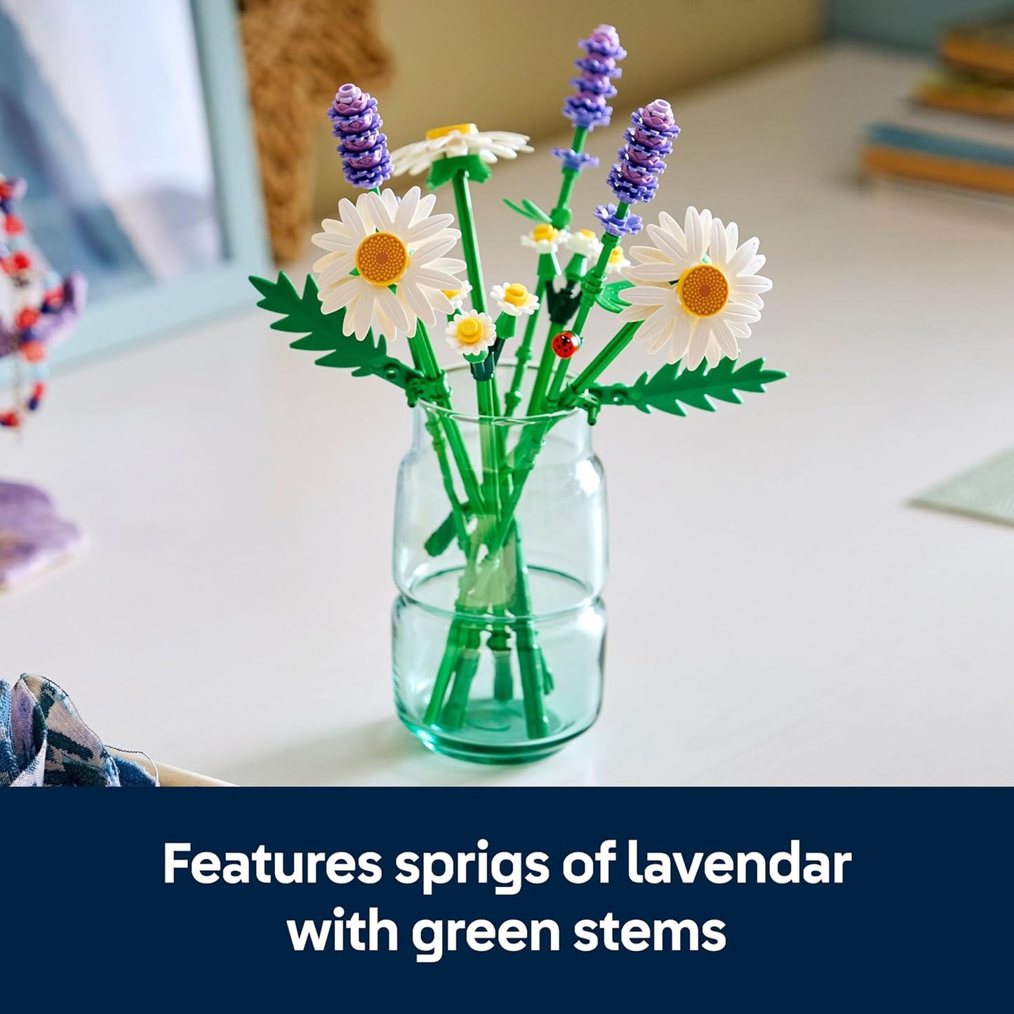 LEGO Botanicals Margaridas - Buquê de Flores Artificiais - Presente para o Dia das Mães, incluindo Margaridas e Lavanda Artificiais - Decoração DIY para Quarto - Kit de Artesanato para Meninas a partir de 9 Anos e Amantes de Flores Adultos - 11508