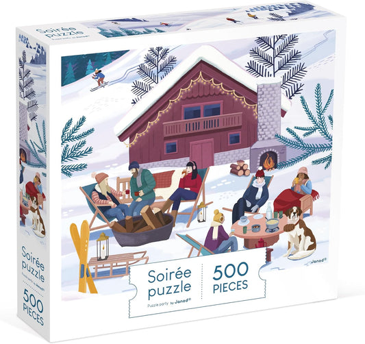 Janod - Quebra-cabeça 500 peças Adultos Adolescentes Crianças - Inverno na Montanha - Desenvolve paciência e destreza - Fabricação europeia, Tintas vegetais e certificação FSC - A partir de 8 anos - J02494