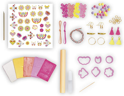 Janod - 16 Joias da Amizade para Criar - Amuletos de Argila Polímera Autocriáveis - Kit de Lazer Criativo - Estimula a Criatividade - Atividade Manual Infantil - A partir de 7 anos - J09186