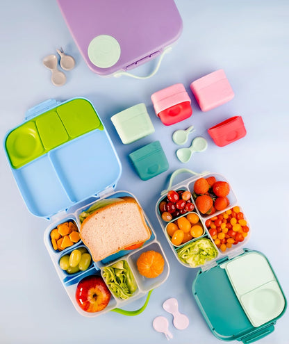 b.box Copos de silicone para lanches, recipientes reutilizáveis para armazenamento de alimentos e refeições, com tampas, cabem em lancheiras, podem ir ao forno, micro-ondas, freezer e lava-louças, capacidade de 150 ml, ASIN infantil