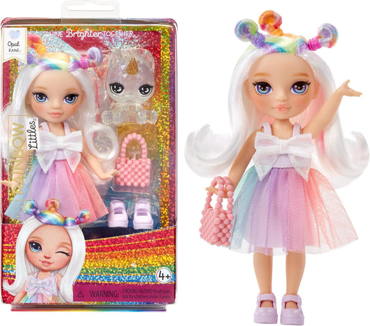Rainbow High Littles - Opal Raine - Boneca Fashion Pequena e Articulada - Boneca Arco-Íris de 14 cm de Altura com Bolsa e Unicórnio de Estimação Mágico - Ideal para Crianças e Colecionadores