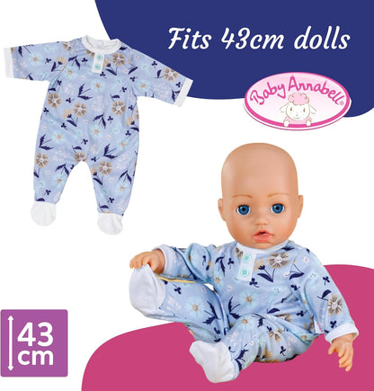 Baby Annabell Macacão azul - Tecido macio com estampa floral - Serve em qualquer boneca Baby Annabell e BABY born de 43 cm - Indicado para crianças a partir de 3 anos