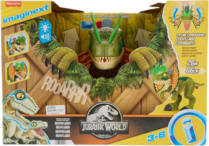 Brinquedo de dinossauro Fisher-Price Imaginext Jurassic World Thrash Attack Dilophosaurus, figura de 40 cm com luzes e sons, para crianças a partir de 3 anos, HVY16