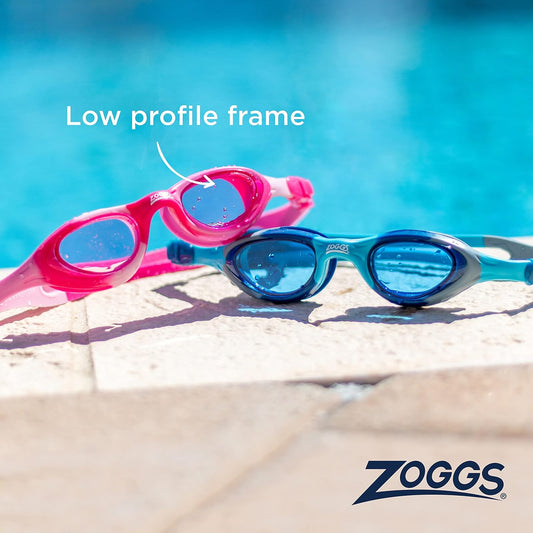 Zoggs Óculos de natação Super Seal para crianças, óculos de natação com proteção UV, alça de conforto com ajuste rápido e divisão, lentes transparentes para óculos de natação sem neblina, óculos Zoggs para crianças de 6 a 14 anos