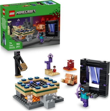 LEGO Minecraft Jornada pelos Portais do Nether e do Fim - Brinquedo de Construção com Figuras Incríveis de Herói, Enderman e Bebê Hoglin - Presente Gamer para Meninos e Meninas a partir de 7 Anos - 21584
