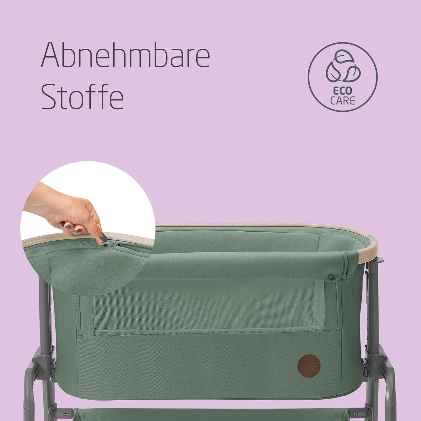 Maxi-Cosi Berço co-leito Iora, berço co-leito dobrável, 0-6 meses, 9 kg máx., 4 inclinações e 5 alturas, sistema deslizante, colchão confortável, cesto grande, fácil de transportar, além do verde