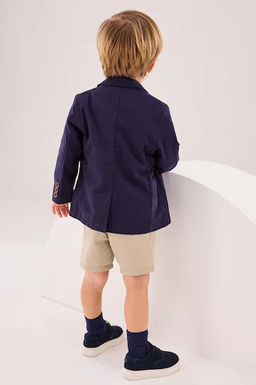|BigBoy| Conjunto De Blazer, Camisa, Short E Gravata Borboleta Azul Marinho (3 Meses - 9 Anos)