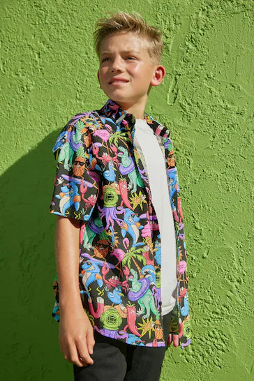 |BigBoy| Camisa Multi Manga Curta Estampada Sea Bright (3-16 anos)