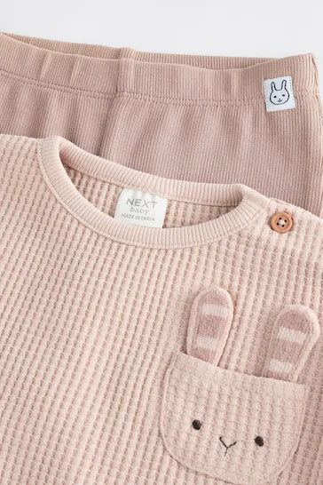 |Niña| Conjunto de top y leggings para bebé - Conejito Neutral (0 meses a 3 años))