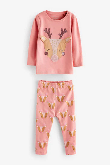 |Girl| Natal Pijama De Natal - Pink Reindeer (9 meses a 12 anos)