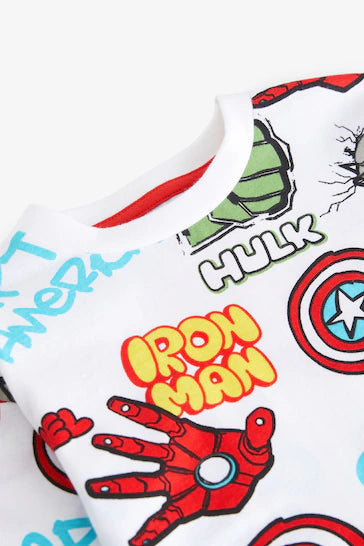 |BigBoy| Camiseta Marvel De Manga Curta Branca (9 Meses A 8 Anos)