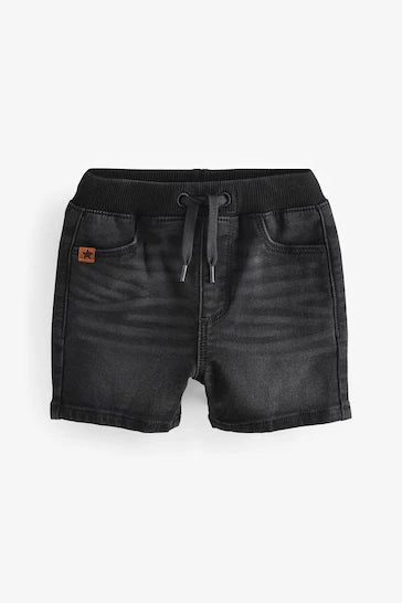|Boy| Shorts Jeans Jersey Pull-On - Preto (3 meses - 7 anos)