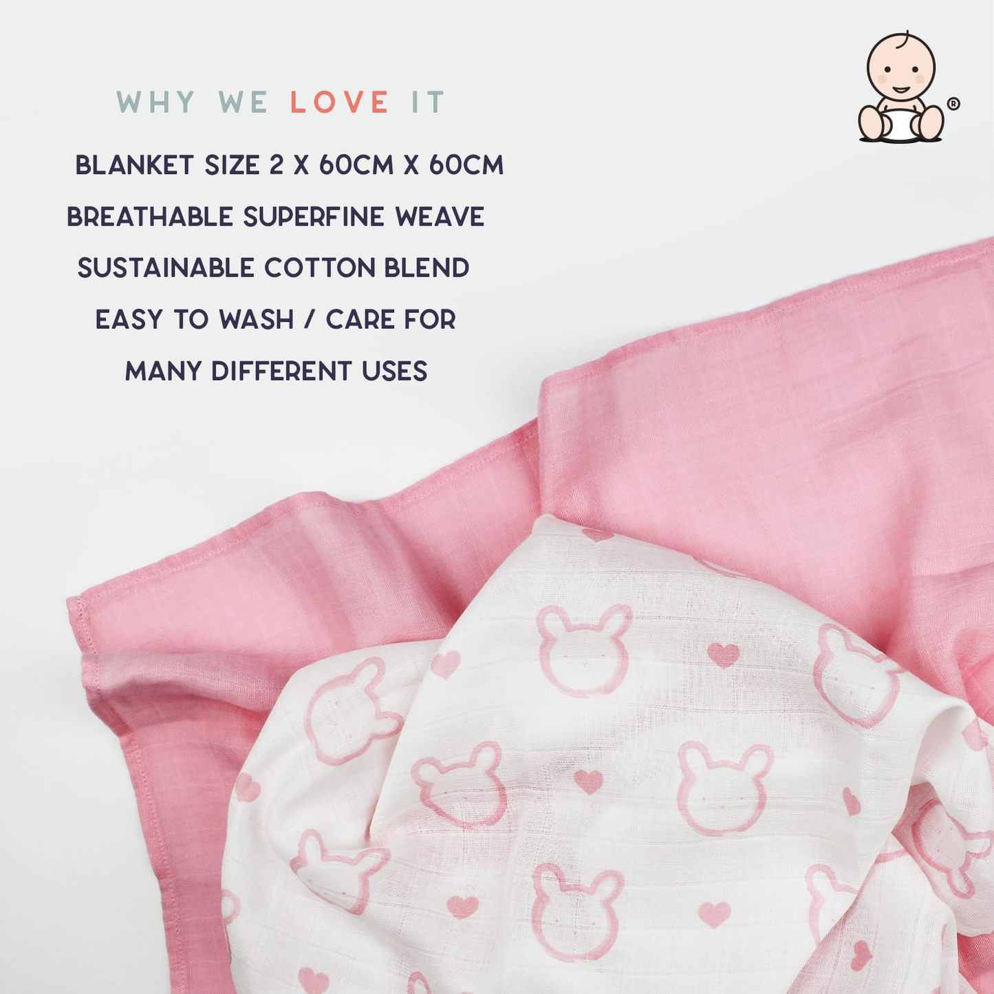 Little Giggles Co.® Conjunto de Brinquedos para Bebé – Inclui chocalho sensorial, anel de dentição calmante e panos grandes de musselina macia 100% algodão. Essenciais para recém-nascidos e ideia perfeita de presente para chá de bebé.