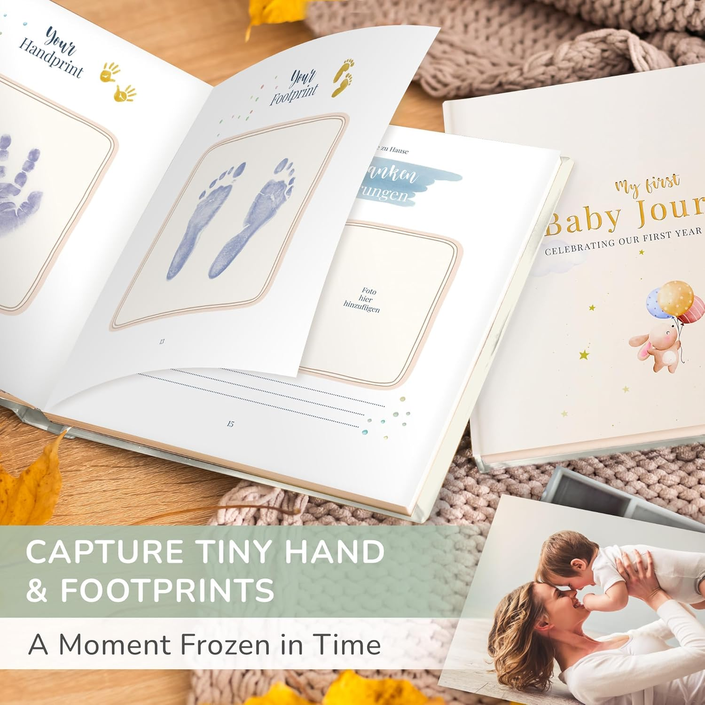 Livro de Memórias para Bebés Tiny Trees® - Diário do Meu Primeiro Ano - 51 Páginas - Presente para o Chá de Bebé - Diário para Grávidas, Pais e Famílias | Marcos e Celebrações Mensais