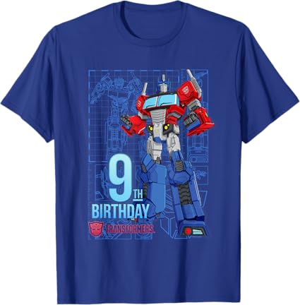 T-shirt de aniversário dos 9 anos do Optimus Prime dos Transformers