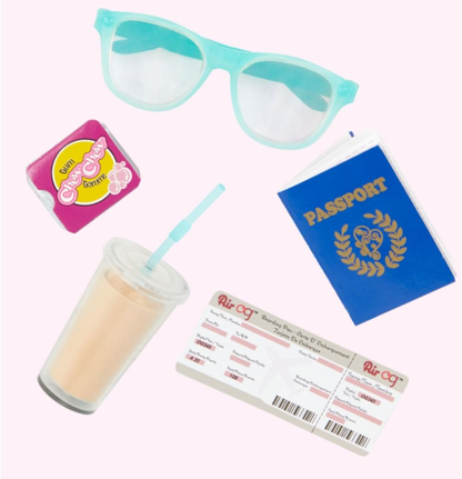 Our Generation Lisandra - Boneca de Viagem de 45 cm com Mala de Rodinhas, Características Realistas e Equipamento de Viagem - Roupa e Acessórios para Bonecas Compatíveis - Idades 3+