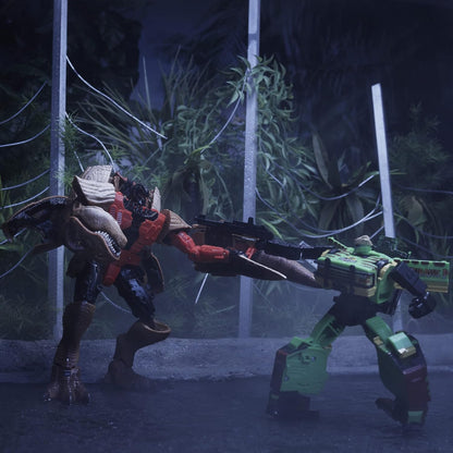 Transformers Generations Collaborative: Jurassic Park Mash-Up, Tyrannocon Rex e Autobot JP93, para maiores de 8 anos.