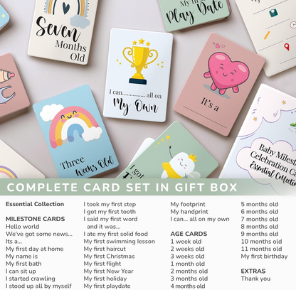 Tiny Trees® 40 cartões de marcos para bebés em caixa de oferta - Presentes para chá de bebé para a mamã - Presente de bebé para menino ou menina - Cartões unissexo de marcos para bebés para novos pais, presentes e lembranças de gravidez