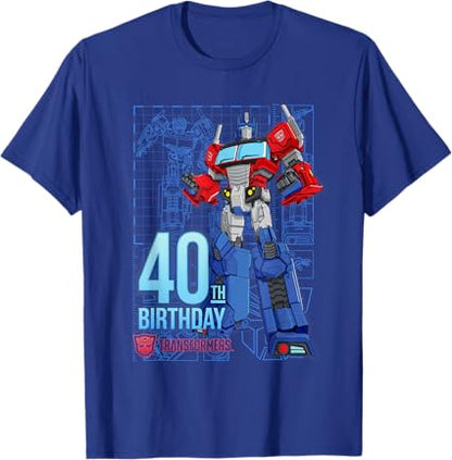 T-shirt de aniversário dos 40 anos do Optimus Prime dos Transformers