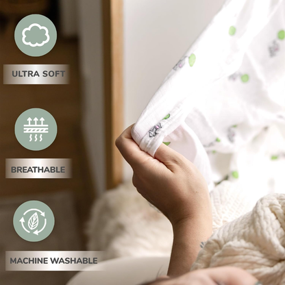 Paninhos de musselina para bebé Tiny Trees, pacote de 6 unidades, 70 cm x 70 cm – Paninhos de musselina de algodão extra macio para bebé – Quadrados de musselina absorventes, respiráveis e delicados para recém-nascidos, manta para enrolar