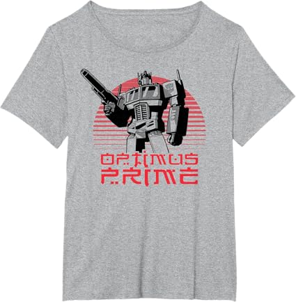 T-shirt Transformers Optimus Prime Retro Kanji Sunset Portrait